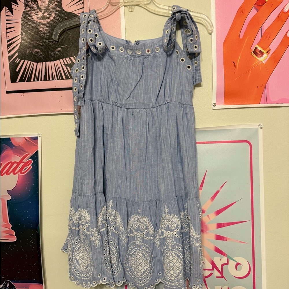 Miami Blue and White Casual Kids Dress